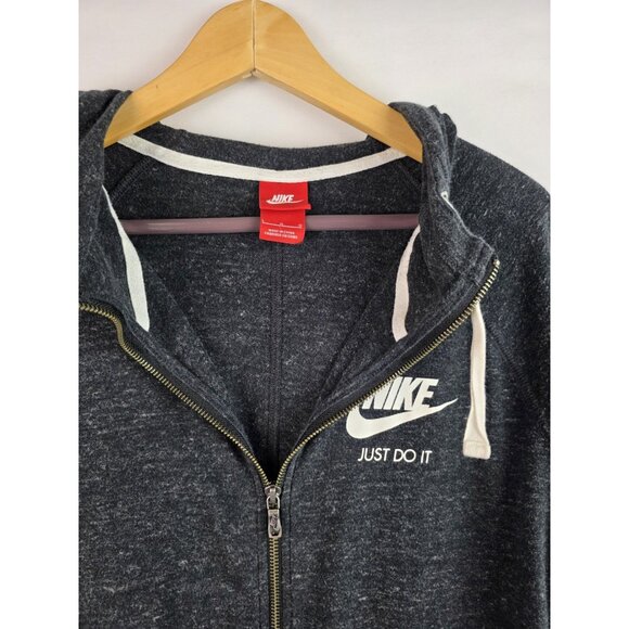 Nike Just Do It Women's Hoodie Jacket Size Large Gray Long Sleeve Shirt Jacket - Picture 8 of 11